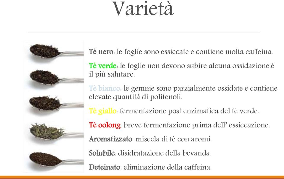 Tè bianco: le gemme sono parzialmente ossidate e contiene elevate quantità di polifenoli.