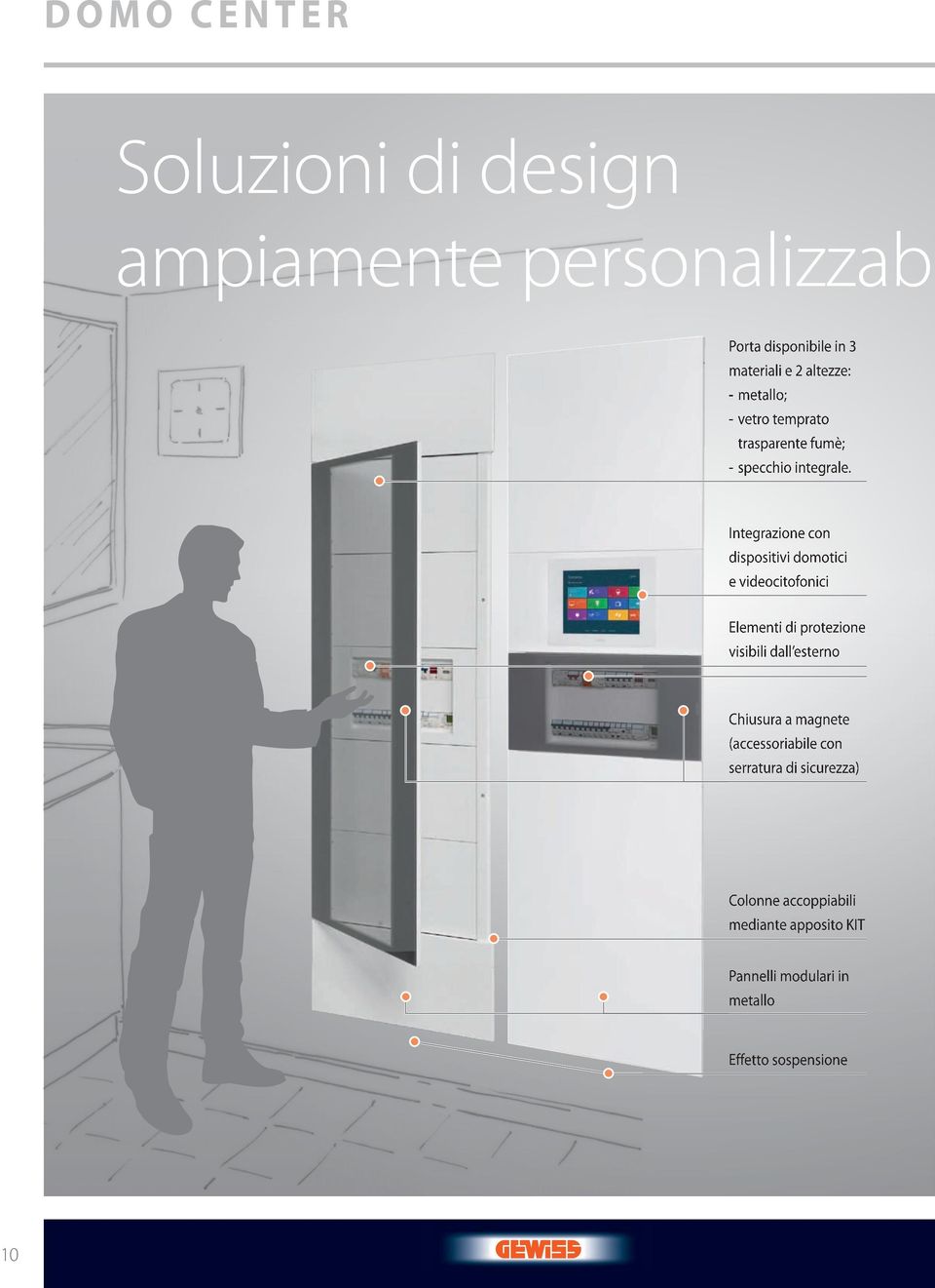 Integrazione con dispositivi domotici e videocitofonici Elementi di protezione visibili dall esterno