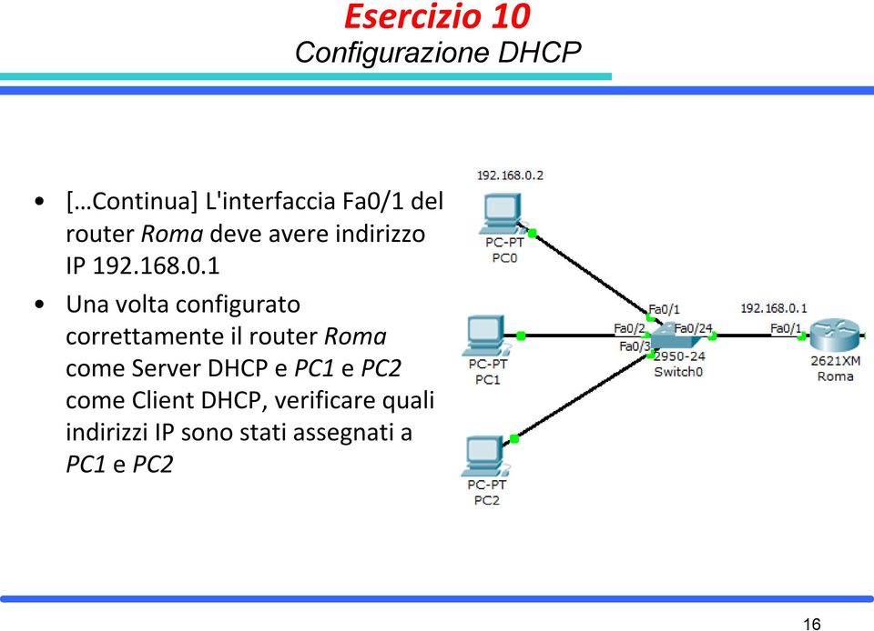1 Una volta configurato correttamente il router Roma come Server DHCP