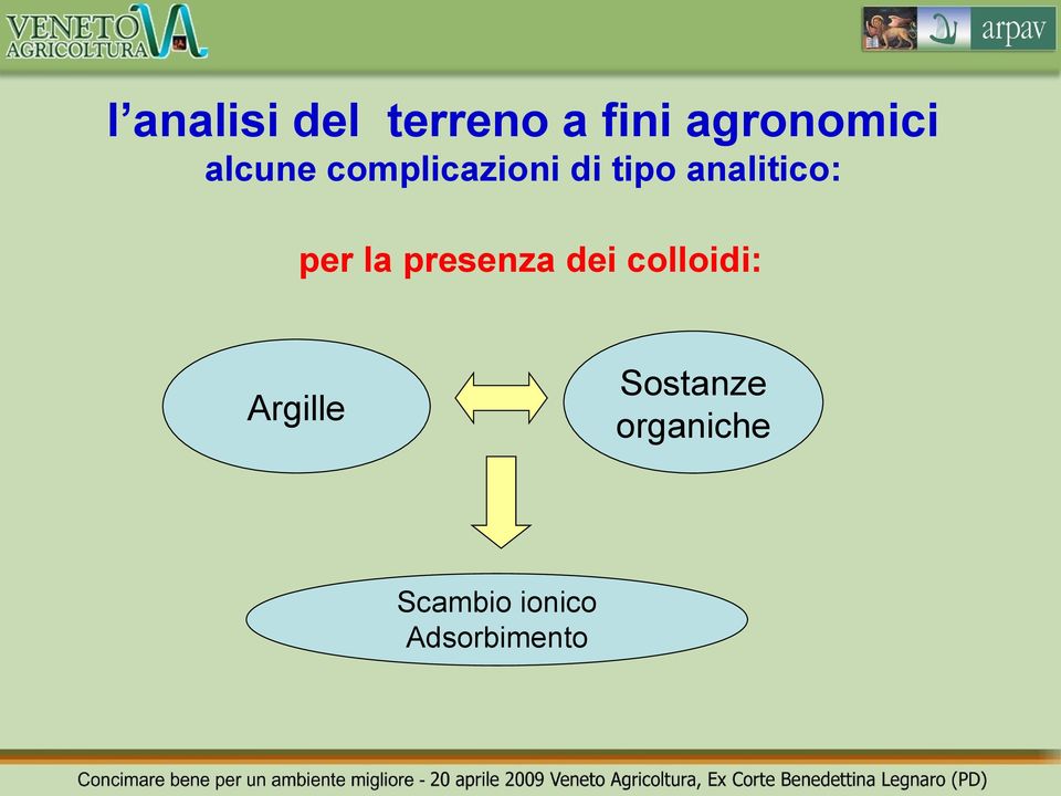 per la presenza dei colloidi: Argille