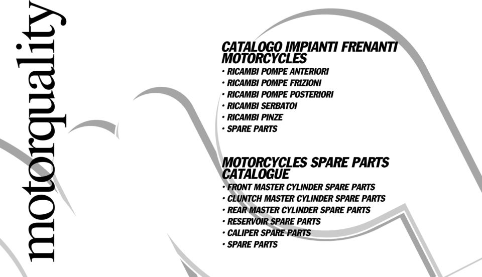 SPARE PARTS CATALOGUE FRONT MASTER CYLINDER SPARE PARTS CLUNTCH MASTER CYLINDER SPARE