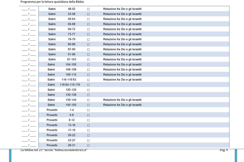 Relazione fra Dio e gli Israeliti / Salmi 91-96 Relazione fra Dio e gli Israeliti / Salmi 97-103 Relazione fra Dio e gli Israeliti / Salmi 104-105 Relazione fra Dio e gli Israeliti / Salmi 106-108