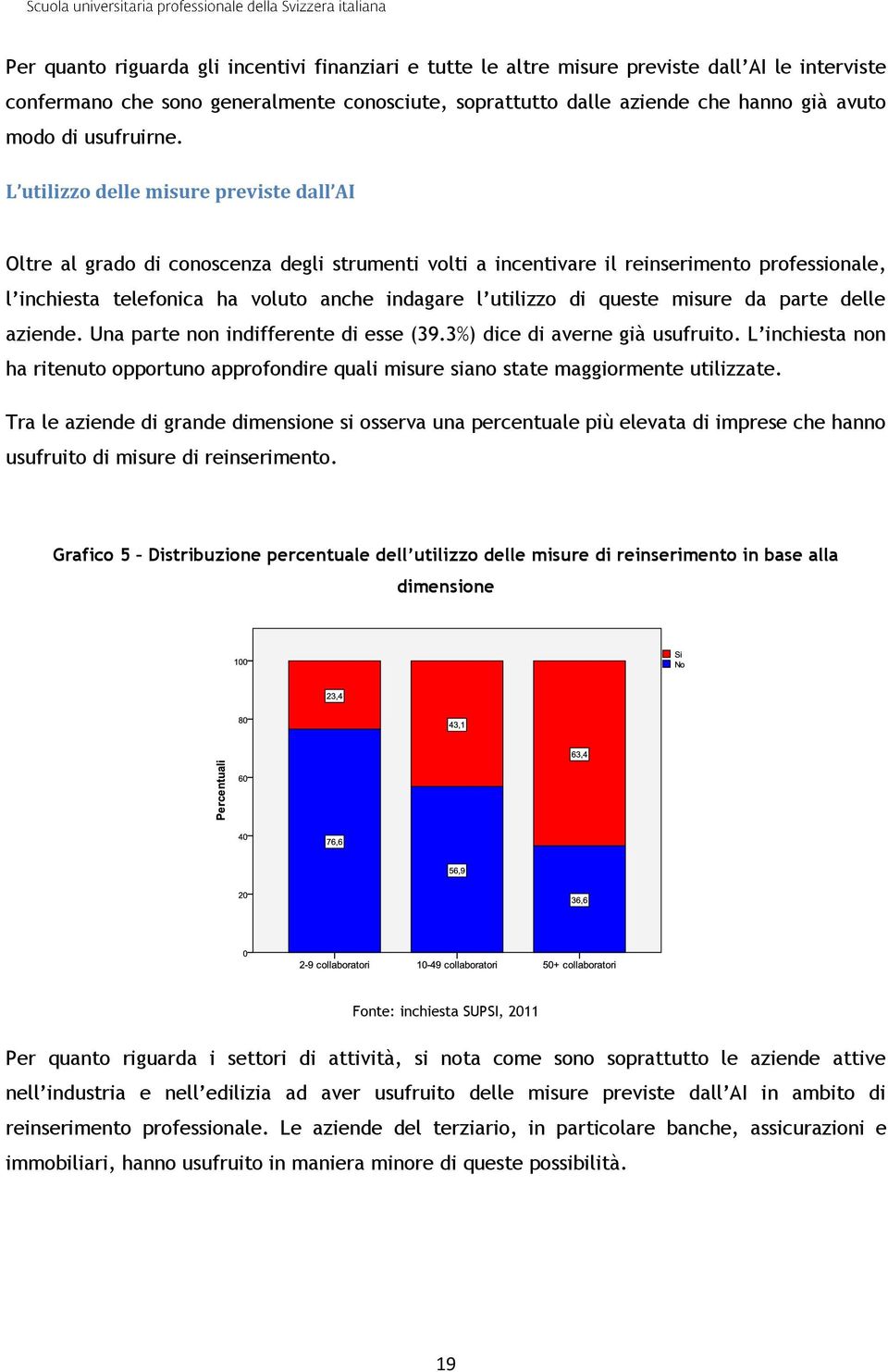 L utilizzo delle misure previste dall AI Oltre al grado di conoscenza degli strumenti volti a incentivare il reinserimento professionale, l inchiesta telefonica ha voluto anche indagare l utilizzo di