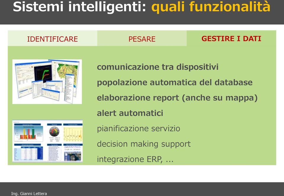 automatica del database elaborazione report (anche su mappa)