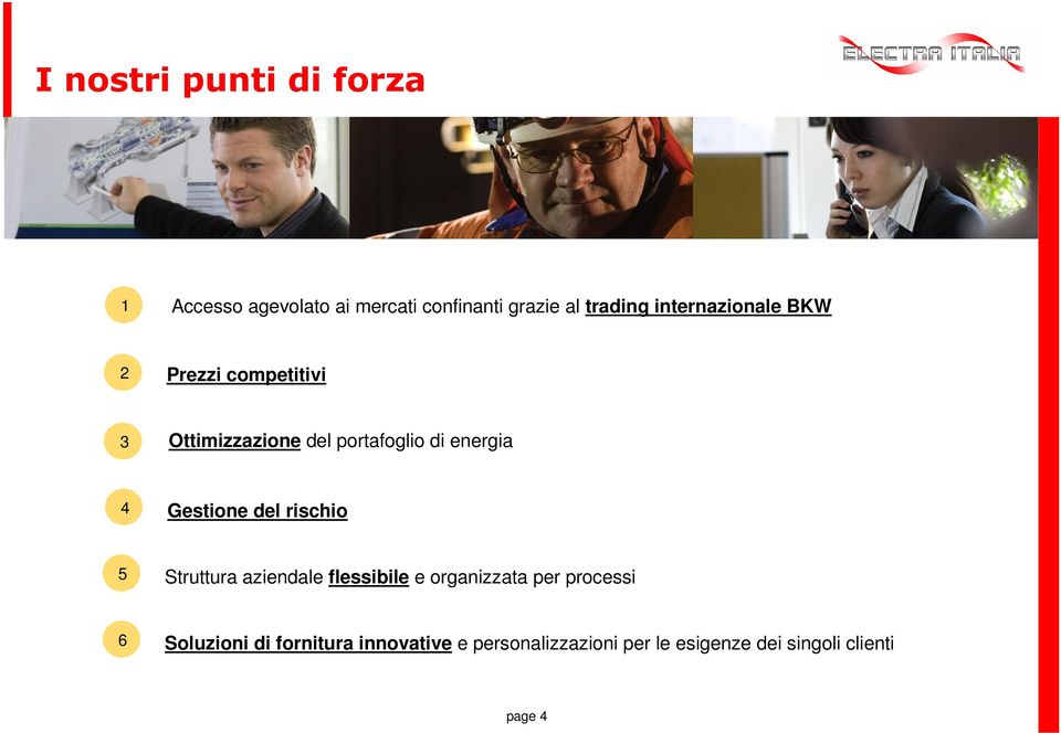 Gestione del rischio 5 Struttura aziendale flessibile e organizzata per processi 6