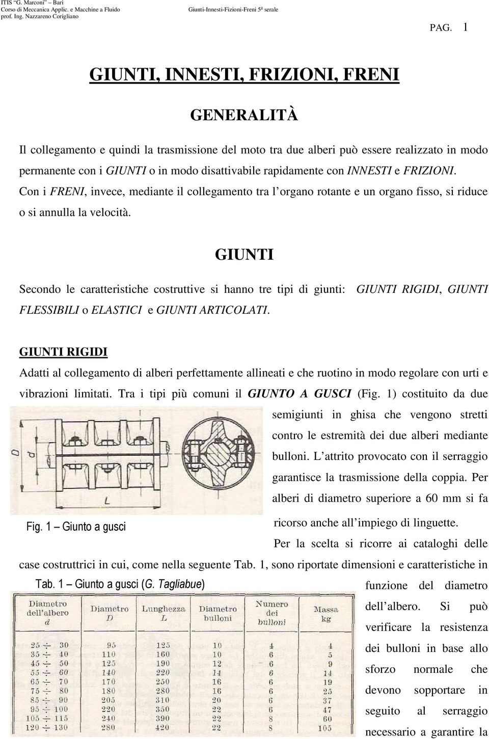 e FRIZIONI. Con i FRENI, invece, mediane il collegeno ra l organo roane e un organo isso, si riduce o si annulla la velocià.