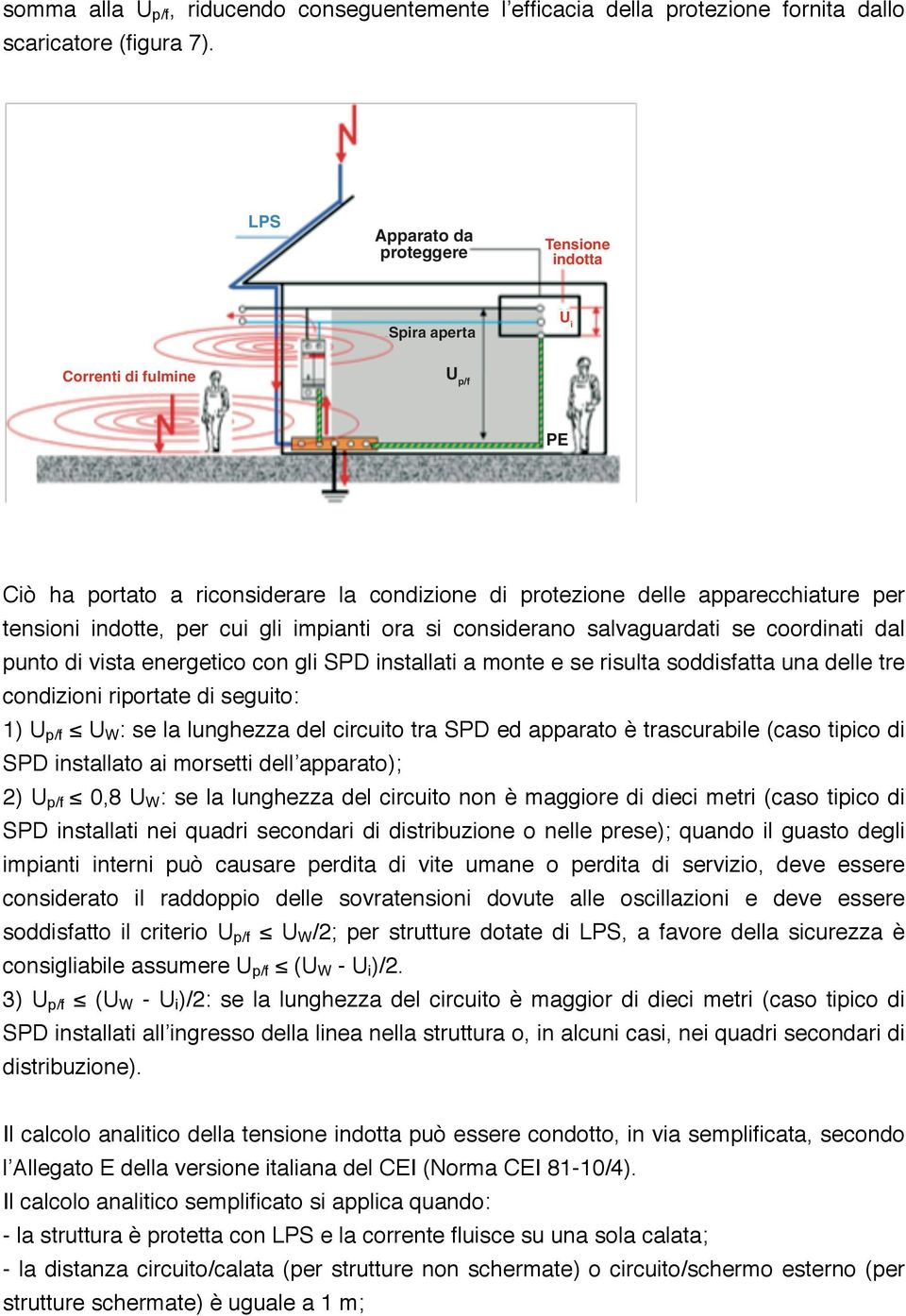 energetico con gli SPD installati a monte e se risulta soddisfatta una delle tre condizioni riportate di seguito: 1) U p/f U W : se la lunghezza del circuito tra SPD ed apparato è trascurabile (caso