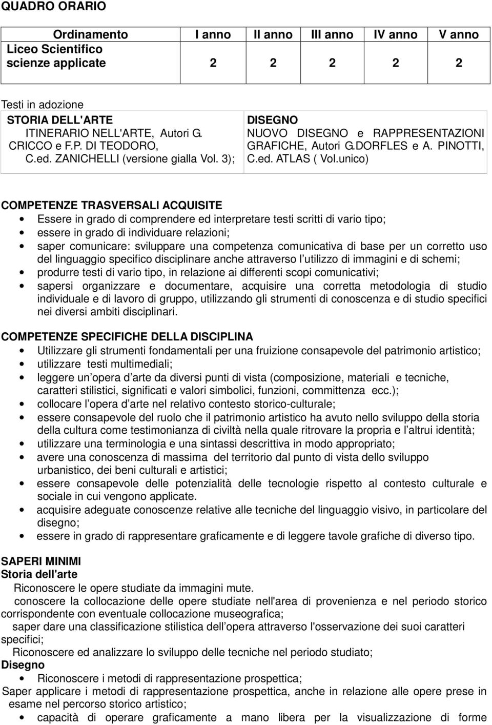 unico) COMPETENZE TRASVERSALI ACQUISITE Essere in grado di comprendere ed interpretare testi scritti di vario tipo; essere in grado di individuare relazioni; saper comunicare: sviluppare una