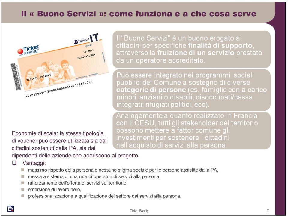 Vantaggi: massimo rispetto della persona e nessuno stigma sociale per le persone assistite dalla PA, messa a sistema di una rete di