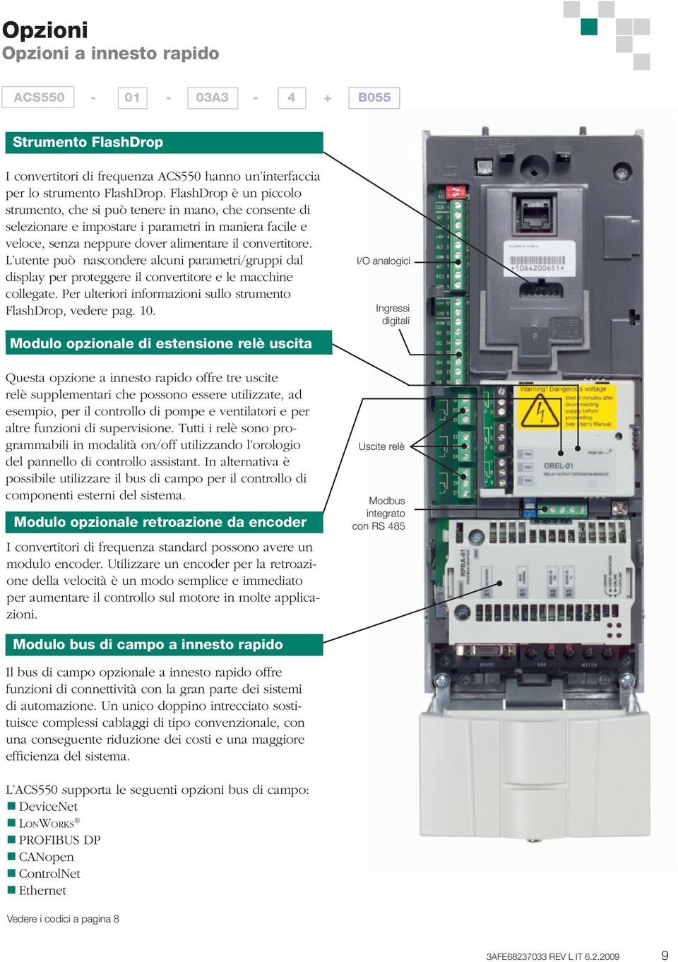 L utente può nascondere alcuni parametri/gruppi dal display per proteggere il convertitore e le macchine collegate. Per ulteriori informazioni sullo strumento FlashDrop, vedere pag. 10.