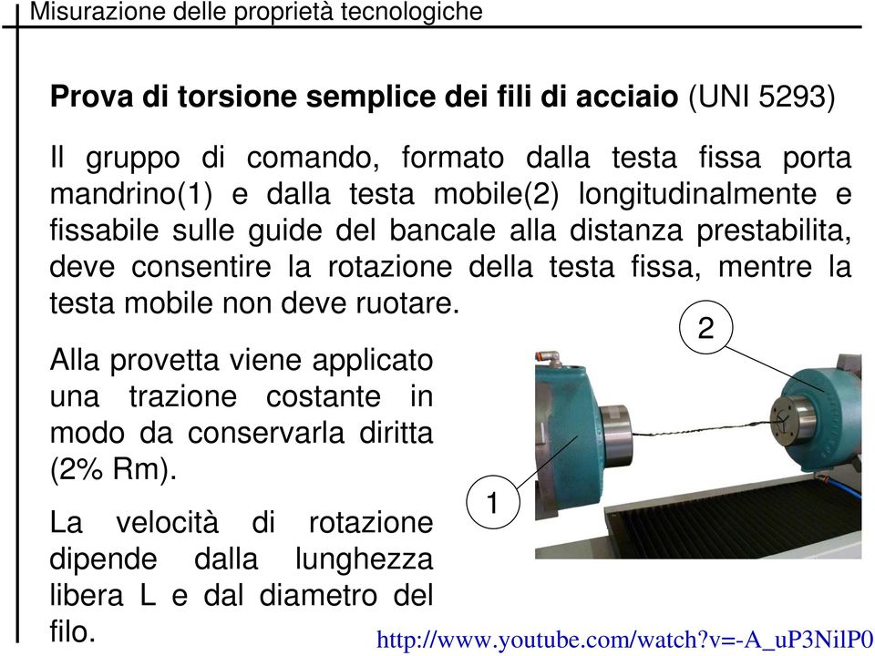 testa fissa, mentre la testa mobile non deve ruotare.