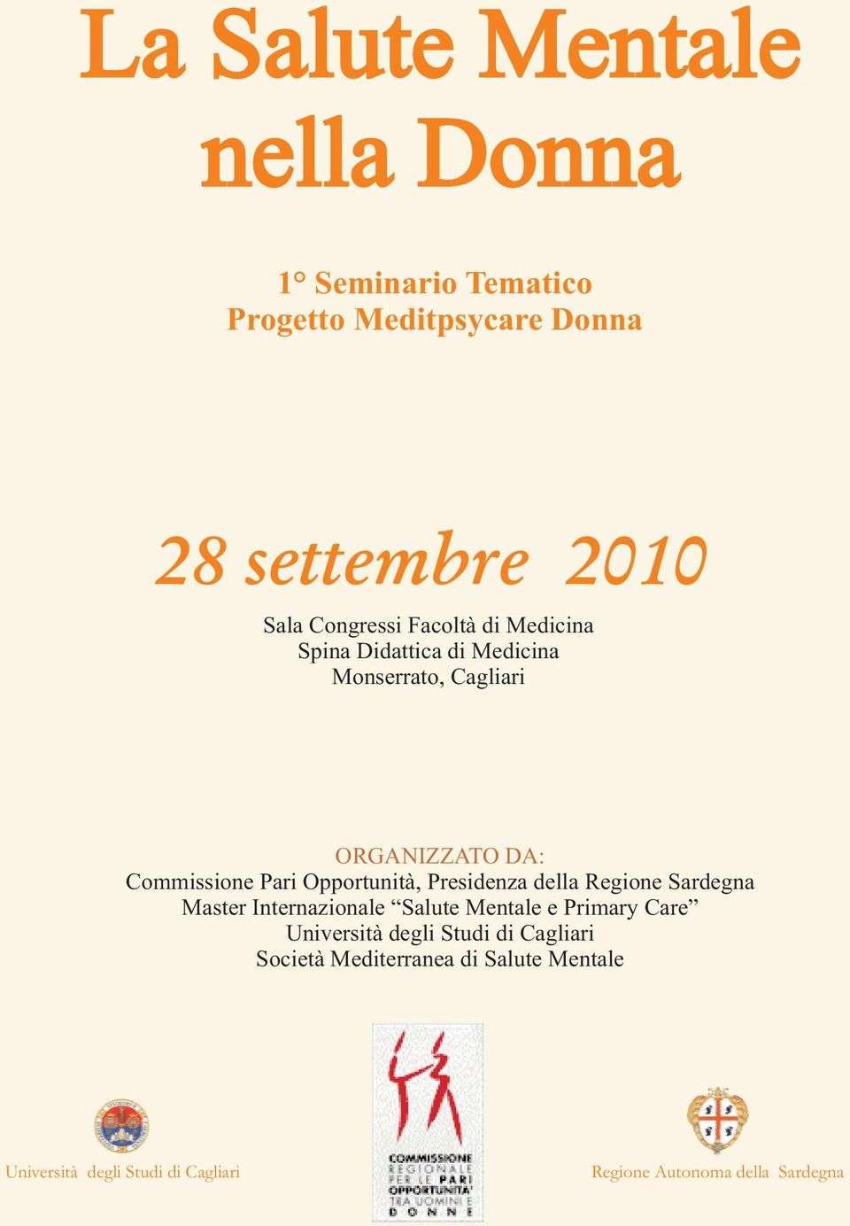Opportunità, Presidenza della Regione Sardegna Master Internazionale Salute Mentale e Primary Care Università