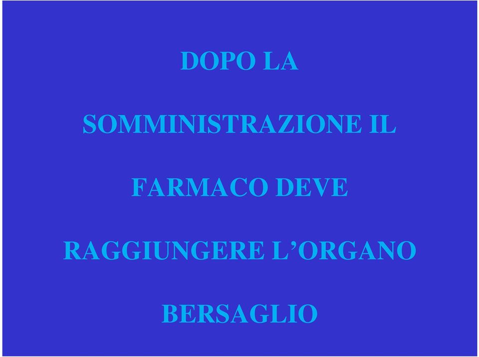 IL FARMACO DEVE