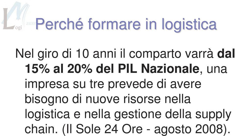 prevede di avere bisogno di nuove risorse nella logistica e