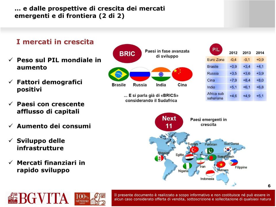 demografici positivi Paesi con crescente afflusso di capitali Aumento