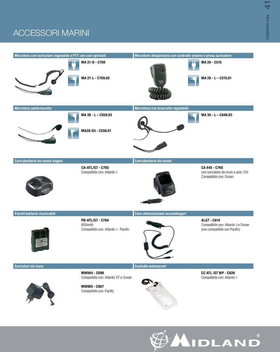 01 Caricabatterie da tavolo doppio CA-ATL/G7 - C785 Compatibile con: Atlantic-i Caricabatterie da tavolo CA 445 - C748 con caricatore da muro e auto 12V Compatibile con: Ocean Pacchi batterie