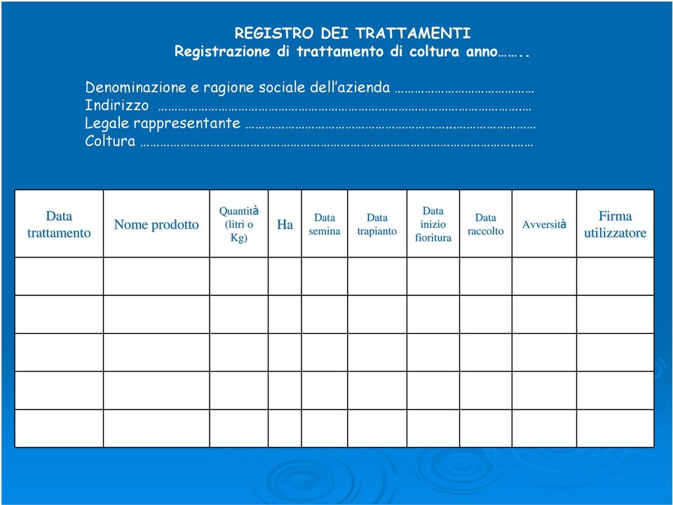 Legale rappresentante... Coltura.