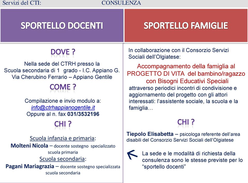 fax 031/3532196 In collaborazione con il Consorzio Servizi Sociali dell Olgiatese: Accompagnamento della famiglia al PROGETTO DI VITA del bambino/ragazzo con Bisogni Educativi Speciali attraverso