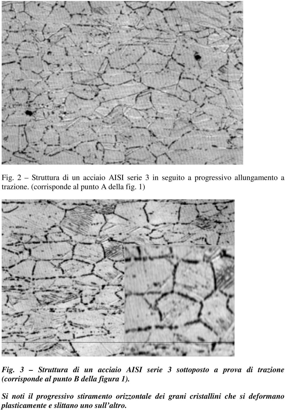 3 Struttura di un acciaio AISI serie 3 sottoposto a prova di trazione (corrisponde al punto B