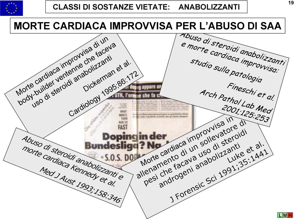 Cardiology 1995;86:172 Morte cardiaca improvvisa in allenamento di un sollevatore di pesi che facava uso di steroidi androgeni anabolizzanti Arch