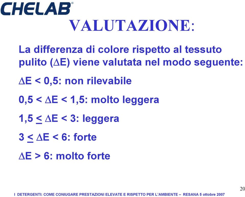 E < 0,5: non rilevabile 0,5 < E < 1,5: molto leggera