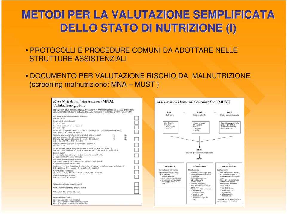 NELLE STRUTTURE ASSISTENZIALI DOCUMENTO PER VALUTAZIONE