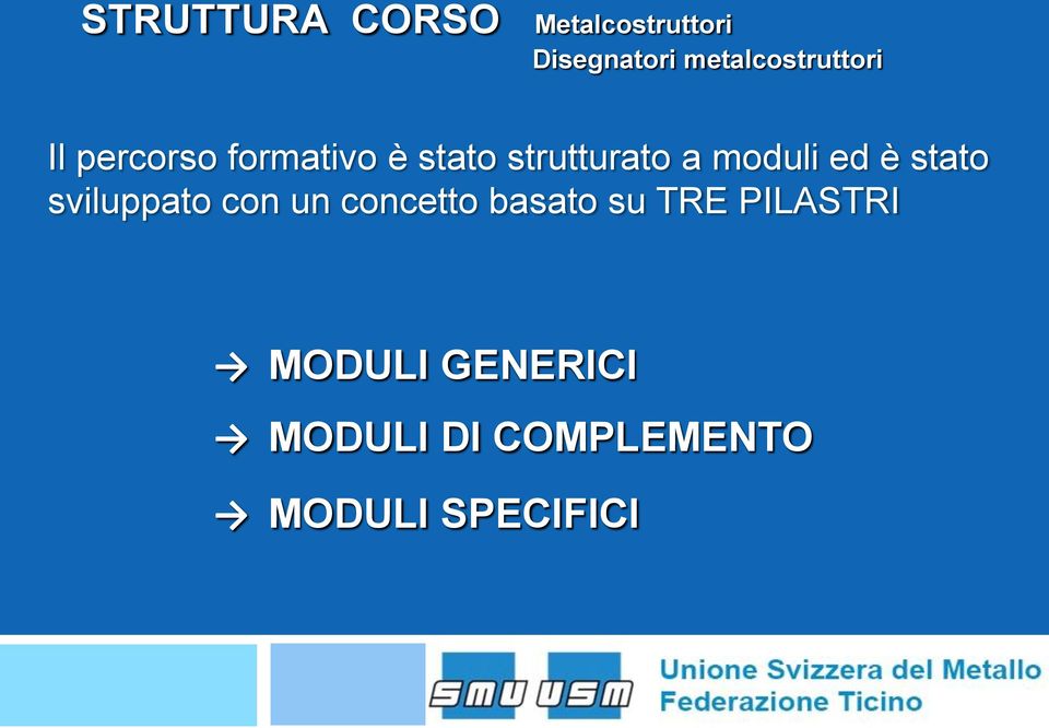 strutturato a moduli ed è stato sviluppato con un