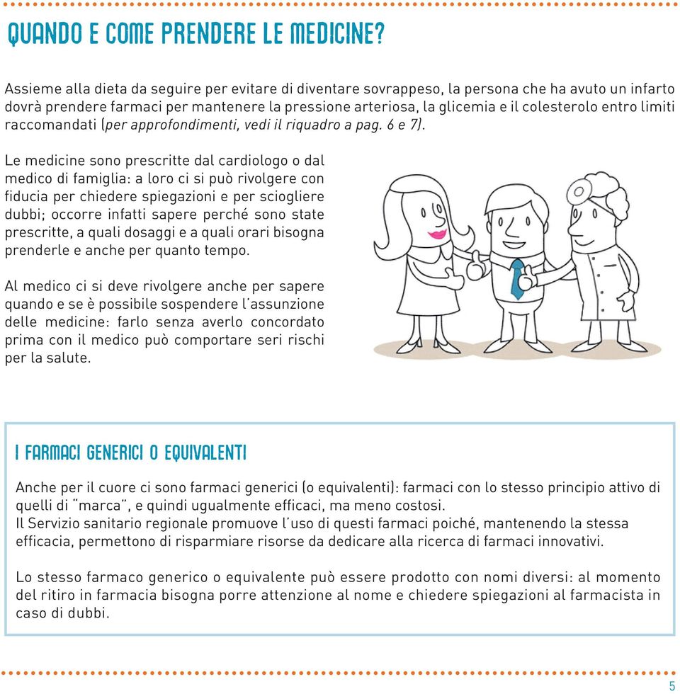 Le medicine sono prescritte dal cardiologo o dal medico di famiglia: a loro ci si può rivolgere con fiducia per chiedere spiegazioni e per sciogliere dubbi; occorre infatti sapere perché sono state