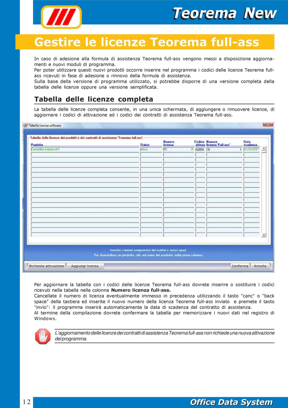 Sulla base della versione di programma utilizzato, si potrebbe disporre di una versione completa della tabella delle licenze oppure una versione semplificata.