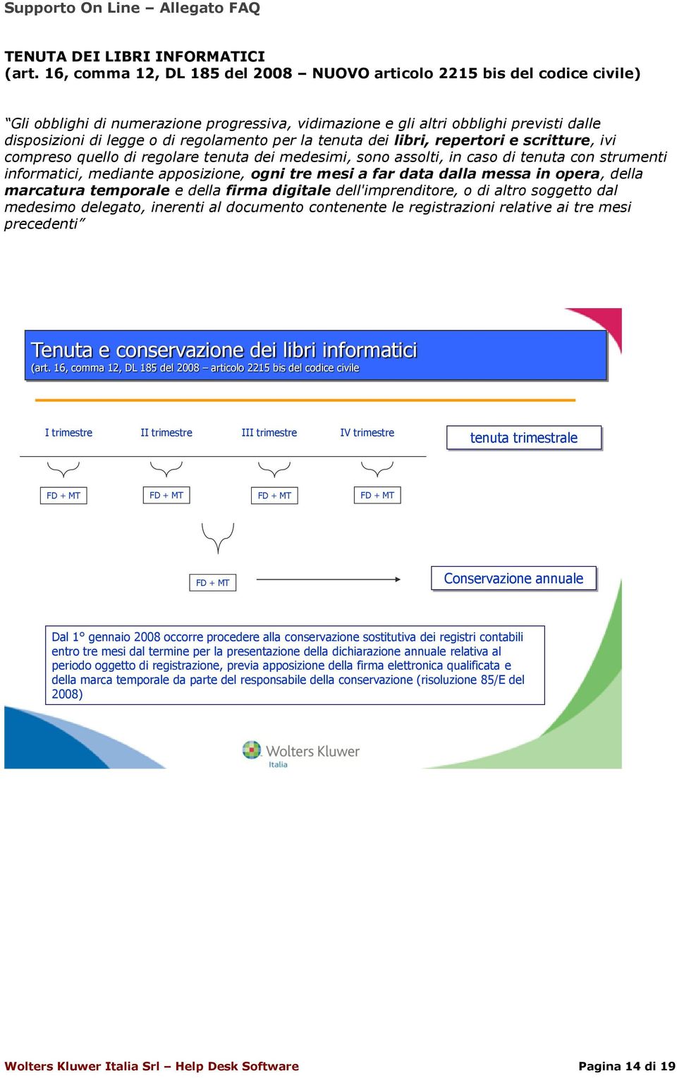 regolamento per la tenuta dei libri, repertori e scritture, ivi compreso quello di regolare tenuta dei medesimi, sono assolti, in caso di tenuta con strumenti informatici, mediante apposizione, ogni