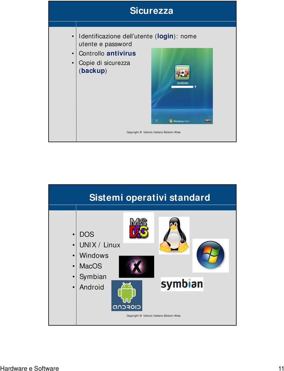 sicurezza (backup) Sistemi operativi standard DOS