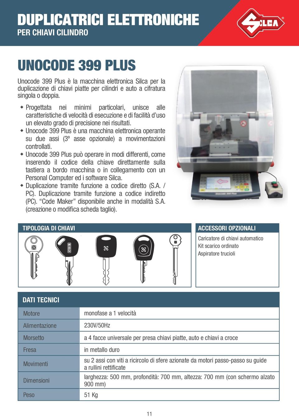 Unocode 399 Plus è una macchina elettronica operante su due assi (3º asse opzionale) a movimentazioni controllati.