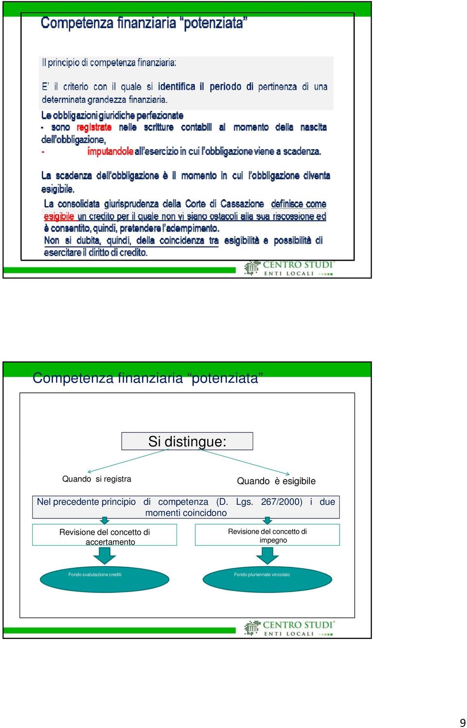 267/2000) i due momenti coincidono Revisione del concetto di accertamento