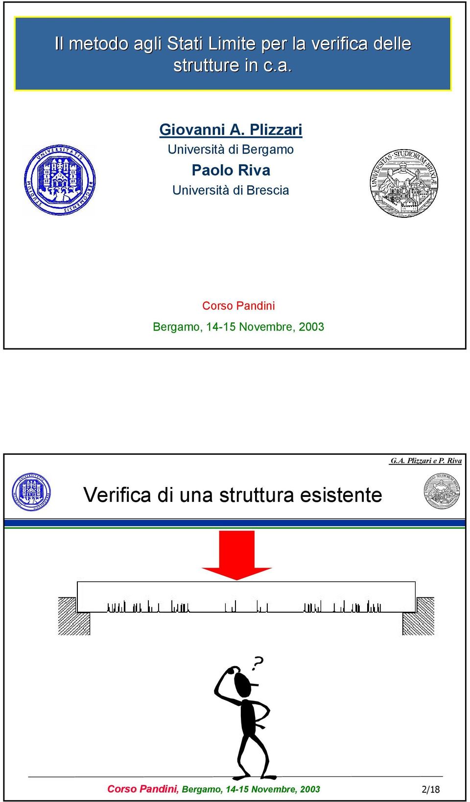 Corso Pandini Bergamo, 14-15 Novembre, 2003 Verifica di una
