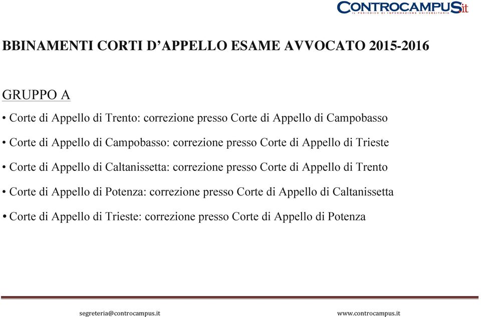 Appello di Caltanissetta: correzione presso Corte di Appello di Trento Corte di Appello di Potenza: correzione