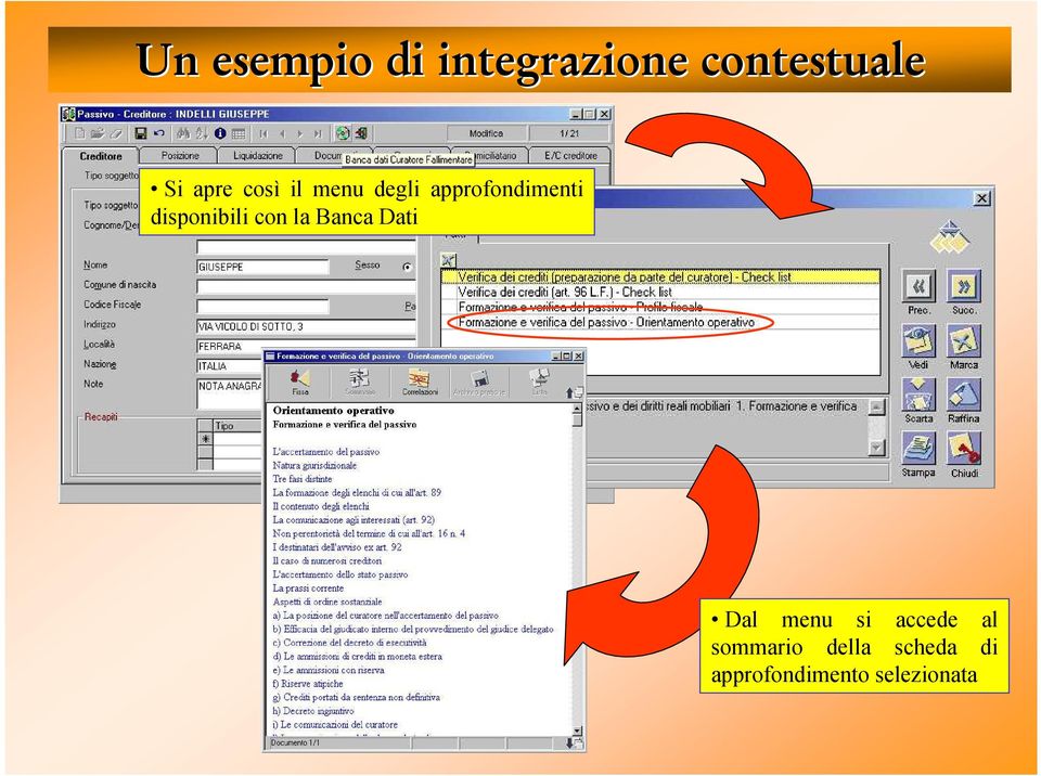 con la Banca Dati Dal menu si accede al