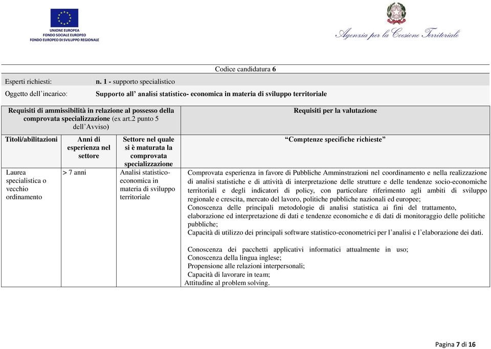 analisi statistiche e di attività di interpretazione delle strutture e delle tendenze socio-economiche territoriali e degli indicatori di policy, con particolare riferimento agli ambiti di sviluppo