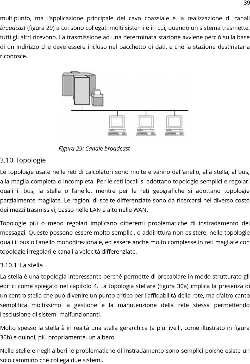 Figura 29: Canale broadcast 3.10 Topologie Le topologie usate nelle reti di calcolatori sono molte e vanno dall'anello, alla stella, al bus, alla maglia completa o incompleta.