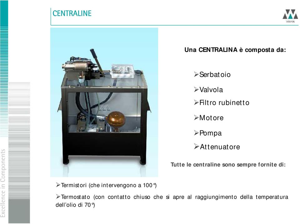 Attenuatore Tutte le centraline sono sempre fornite di: Termostato