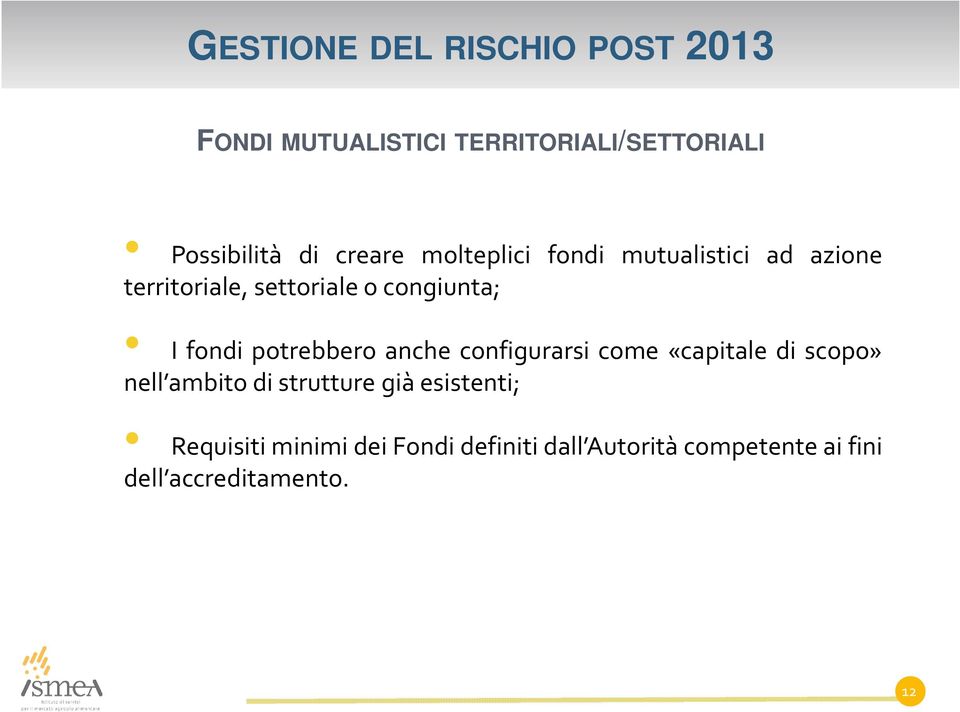 anche configurarsi come «capitale di scopo» nell ambito di strutture già esistenti;