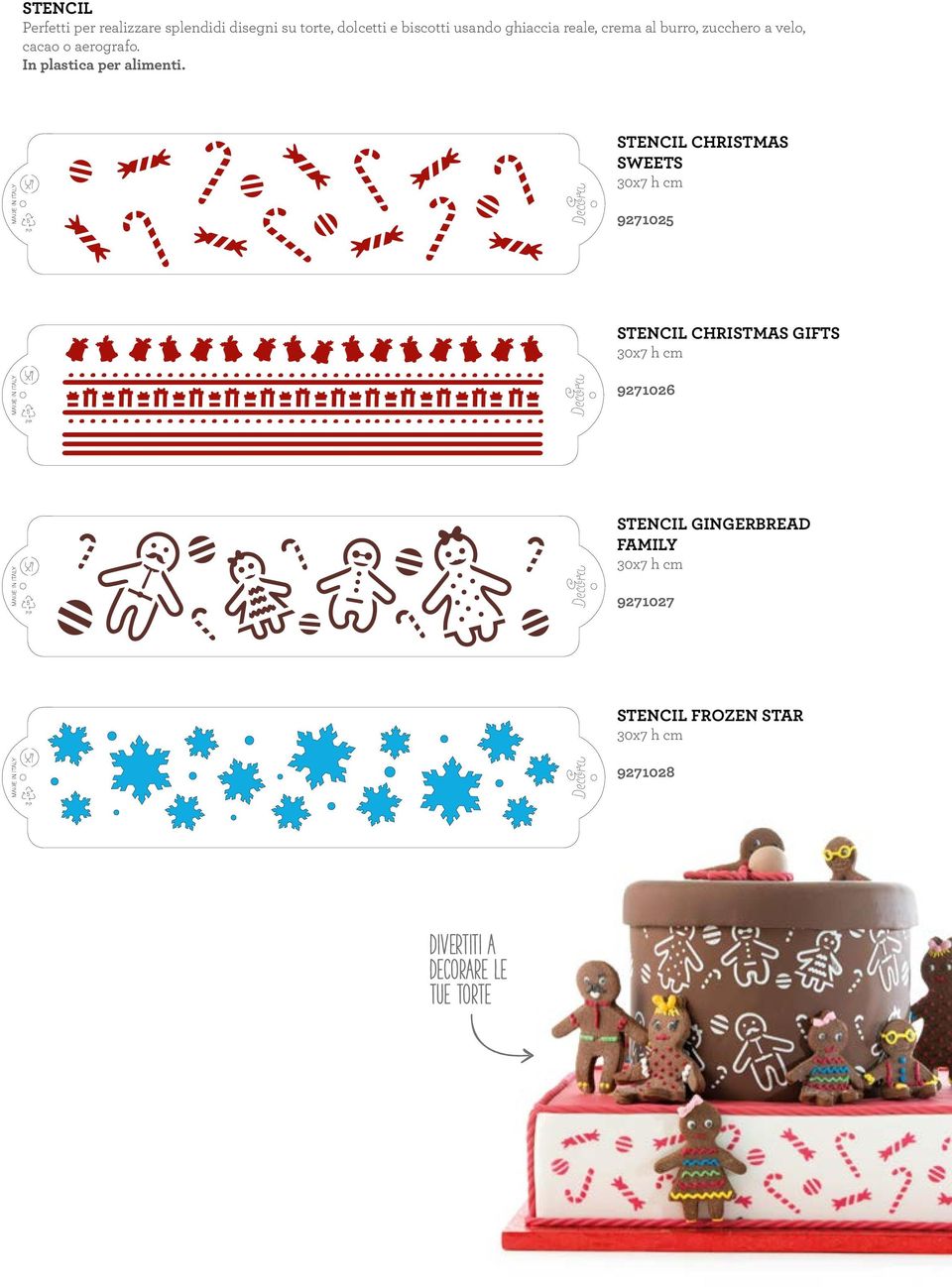 STENCIL CHRISTMAS SWEETS 30x7 h cm 9271025 STENCIL CHRISTMAS GIFTS 30x7 h cm 9271026 STENCIL