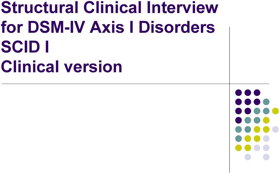 Axis I Disorders