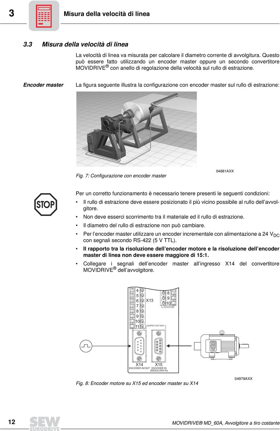 Encoder master La figura seguente illustra la configurazione con encoder master sul rullo di estrazione: Fig.