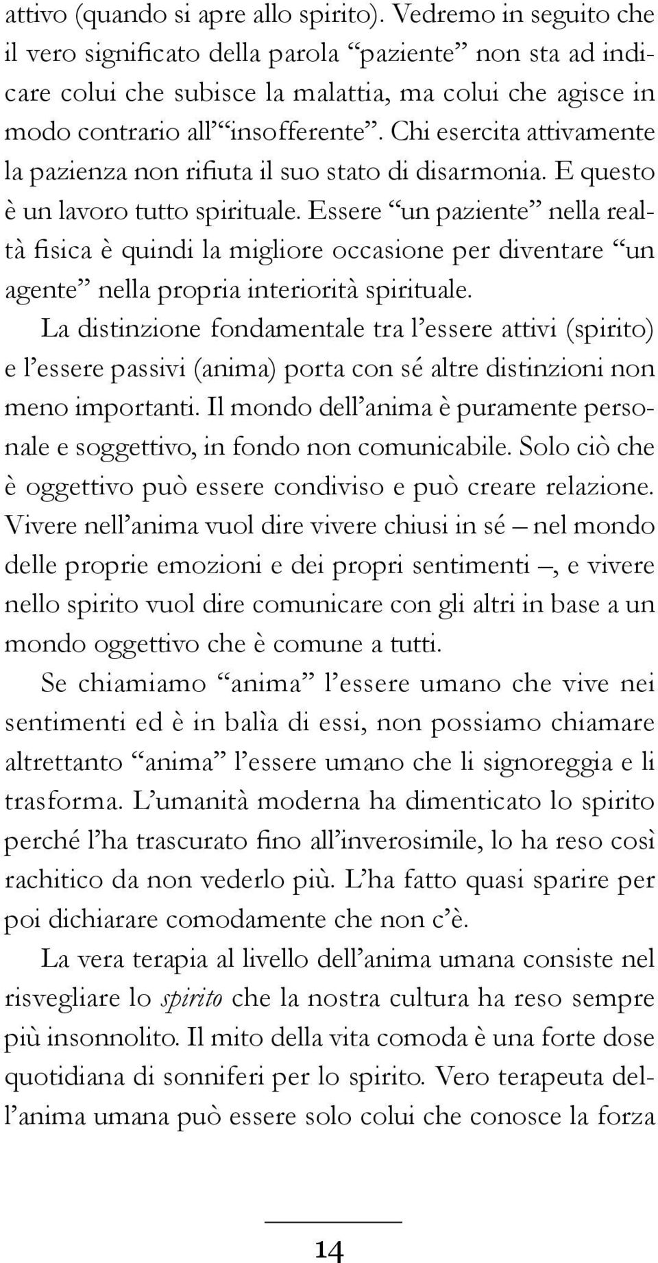 Chi esercita attivamente la pazienza non rifiuta il suo stato di disarmonia. E questo è un lavoro tutto spirituale.