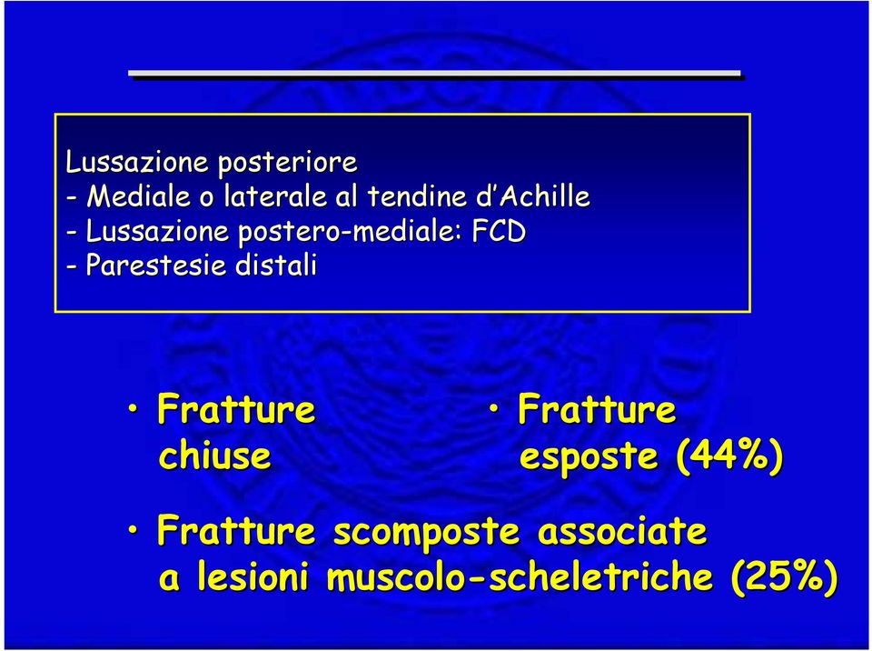 Parestesie distali Fratture chiuse Fratture esposte (44%)