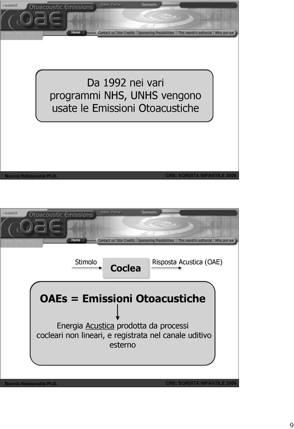 OAEs = Emissioni Otoacustiche Energia Acustica prodotta da