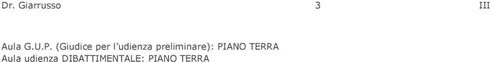 preliminare): PIANO TERRA Aula