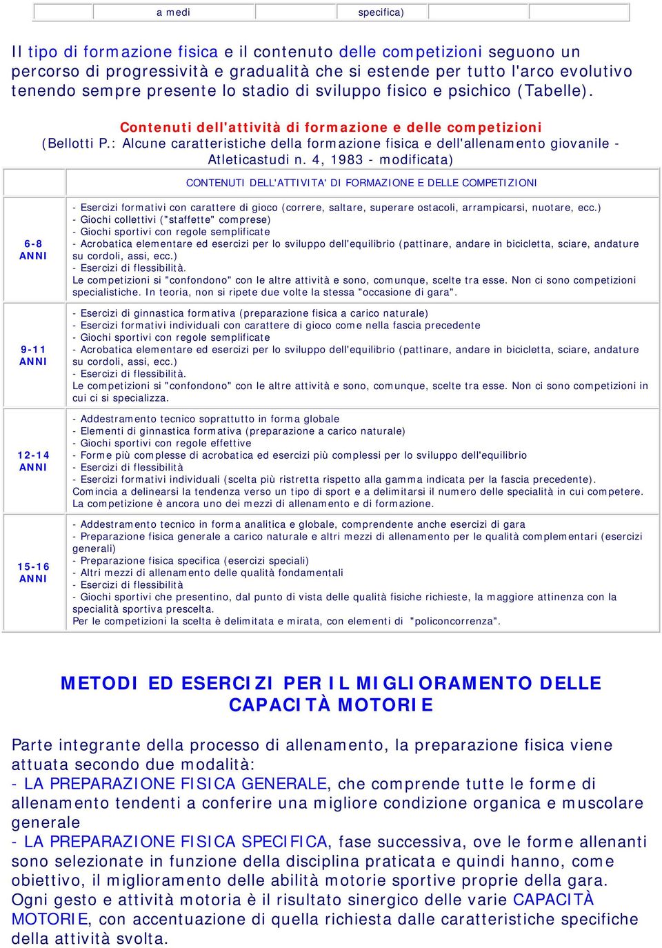 : Alcune caratteristiche della formazione fisica e dell'allenamento giovanile - Atleticastudi n.