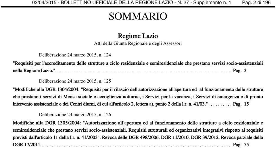 Regione Lazio." Pag. 3 Deliberazione 24 marzo 2015, n.