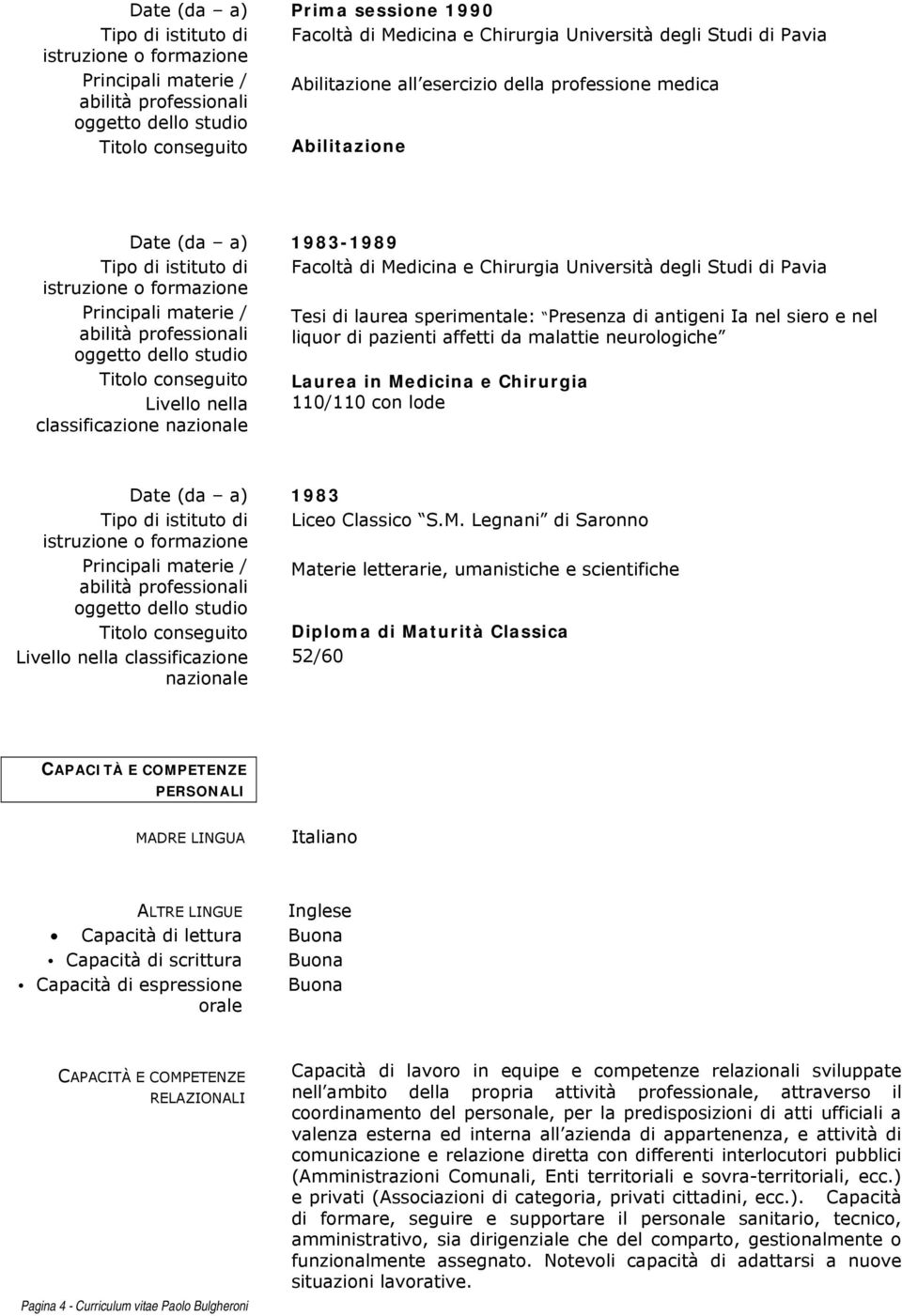 malattie neurologiche Laurea in Me